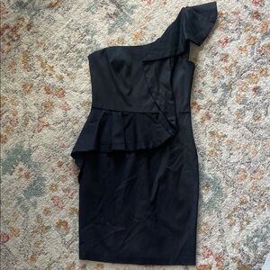 Maggy London Black One-Shoulder Peplum LBD